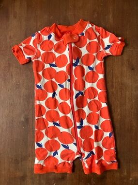 Hanna Andersson Orange Print Short Sleeve  Romper
